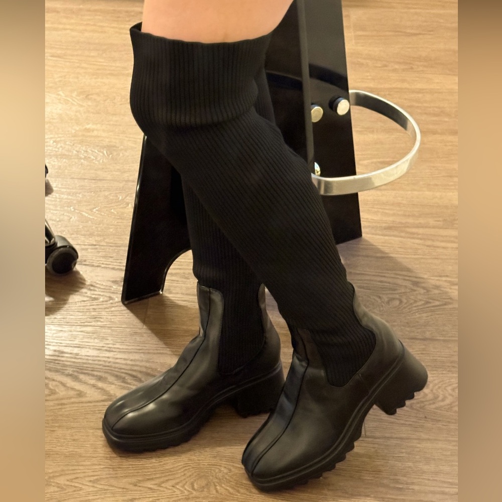 🖤🖤☑️knit thigh high boot